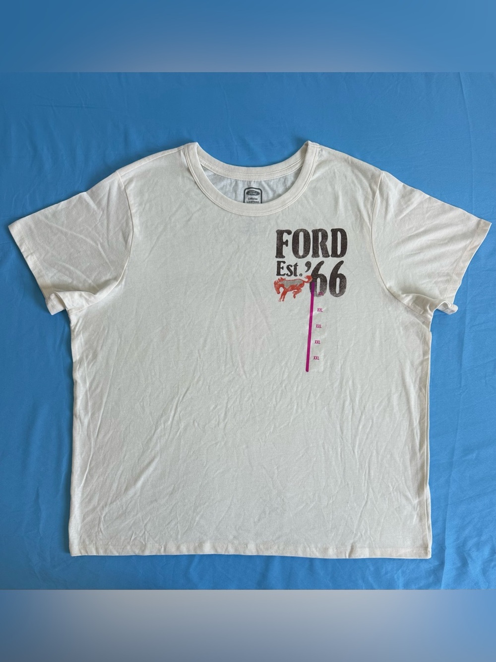 Ford Est. '66 Mustang T-Shirt Cream, Men's Size XXL, New